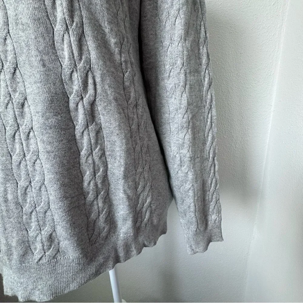 Isaac Mizrahi Live Gray Sweater Cable Knit Gemstone QVC Cardigan Size Small